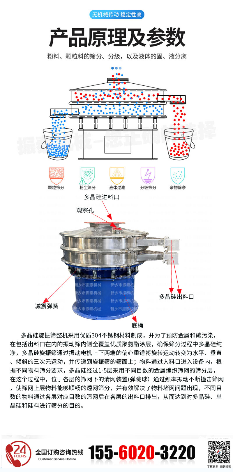 硅料振動篩的工作原理和結構